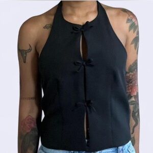 Beverly and Beck, Black Halter Top